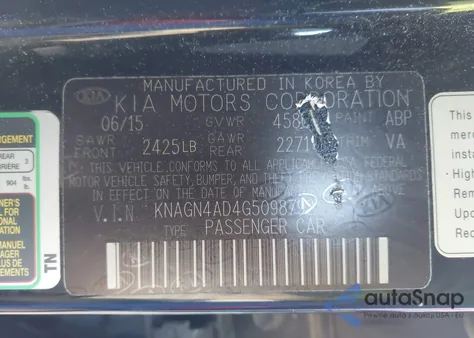 2016 Kia Optima Hybrid Ex from USA, damaged, VIN KNAGN4AD4G5098792